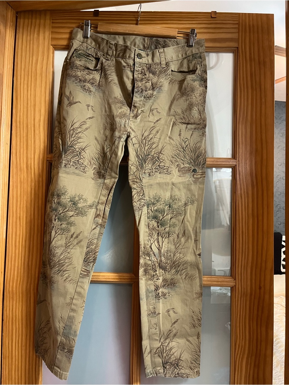 Vintage 90s Lauren Ralph Lauren Mallard Duck & Marshland Print Chino Pants